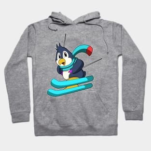 Penguin as Skier with Skis Hoodie